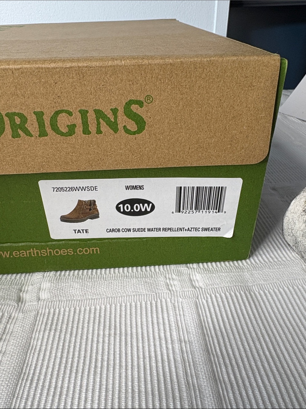 Earth Origins Brown Suede Ankle Boots with Multicolor Knit Cuff Side Zip 10W - Picture 9 of 9